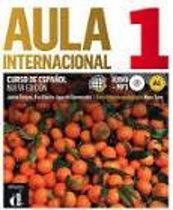 Couverture du manuel de cours d'espagnol Aula Internacional 1, nouvelle édition, illustrée par un fond d'oranges.