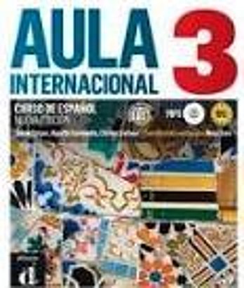 Couverture d'un manuel d'espagnol intitulé Aula Internacional 3, avec une photo de mosaïque colorée et un bandeau rouge en bas.